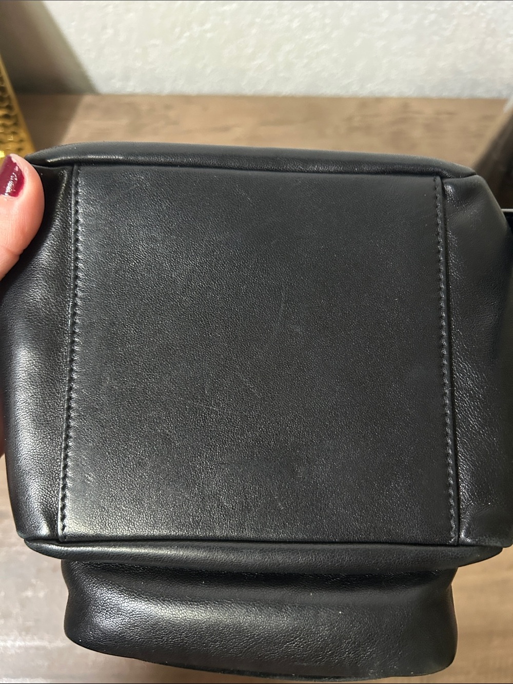 Saint Laurent Black Leather Drawstring Backpack with Gold Hardware - Picture 8 of 11